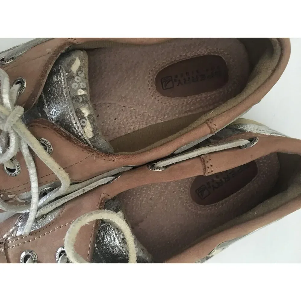 6.5M Sperry Top-Sider Bluefish Leopard Print Sequin Boat Shoes 9174624
